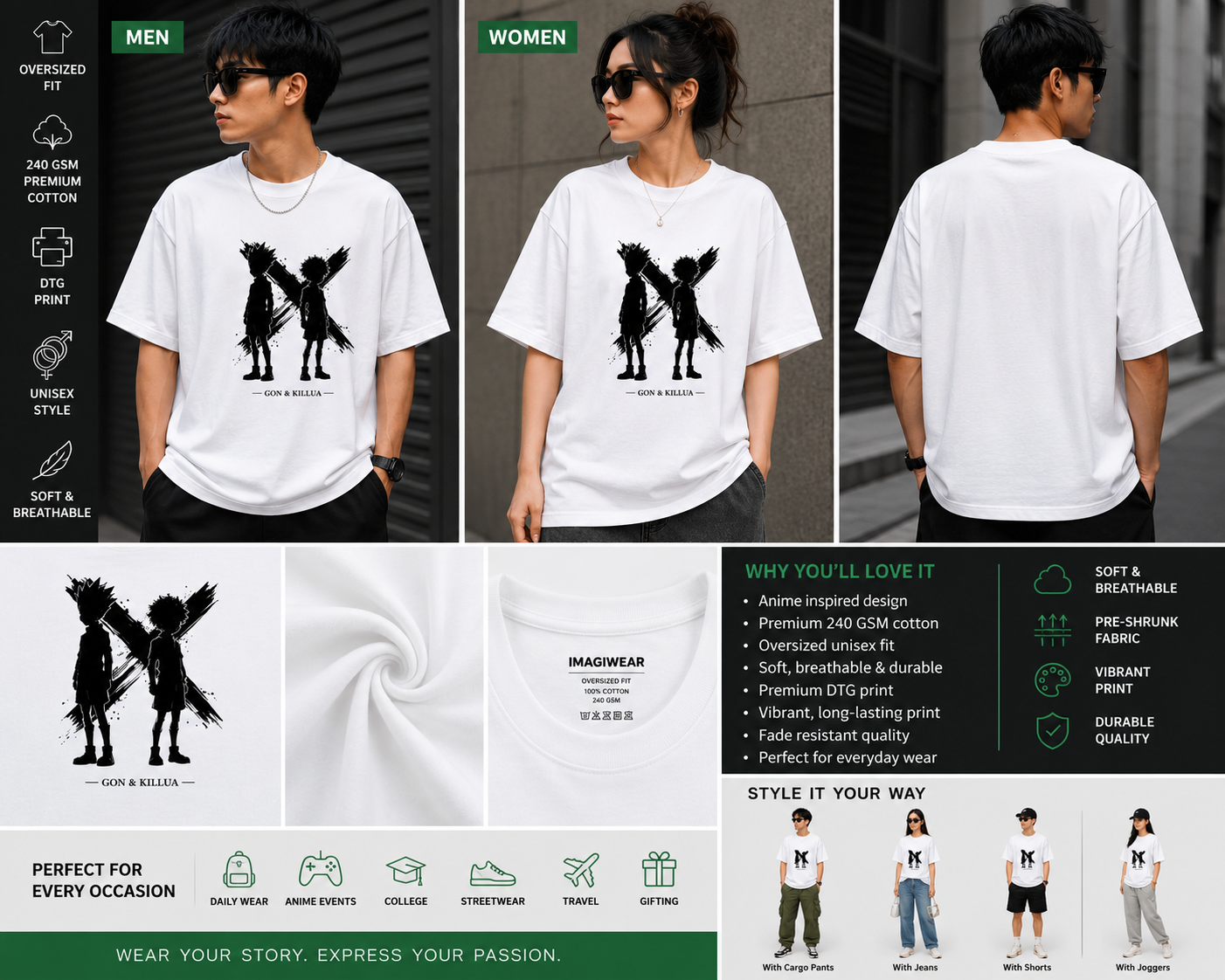 Shadow Duo Oversized T-Shirt | Anime Inspired Streetwear Graphic Tee