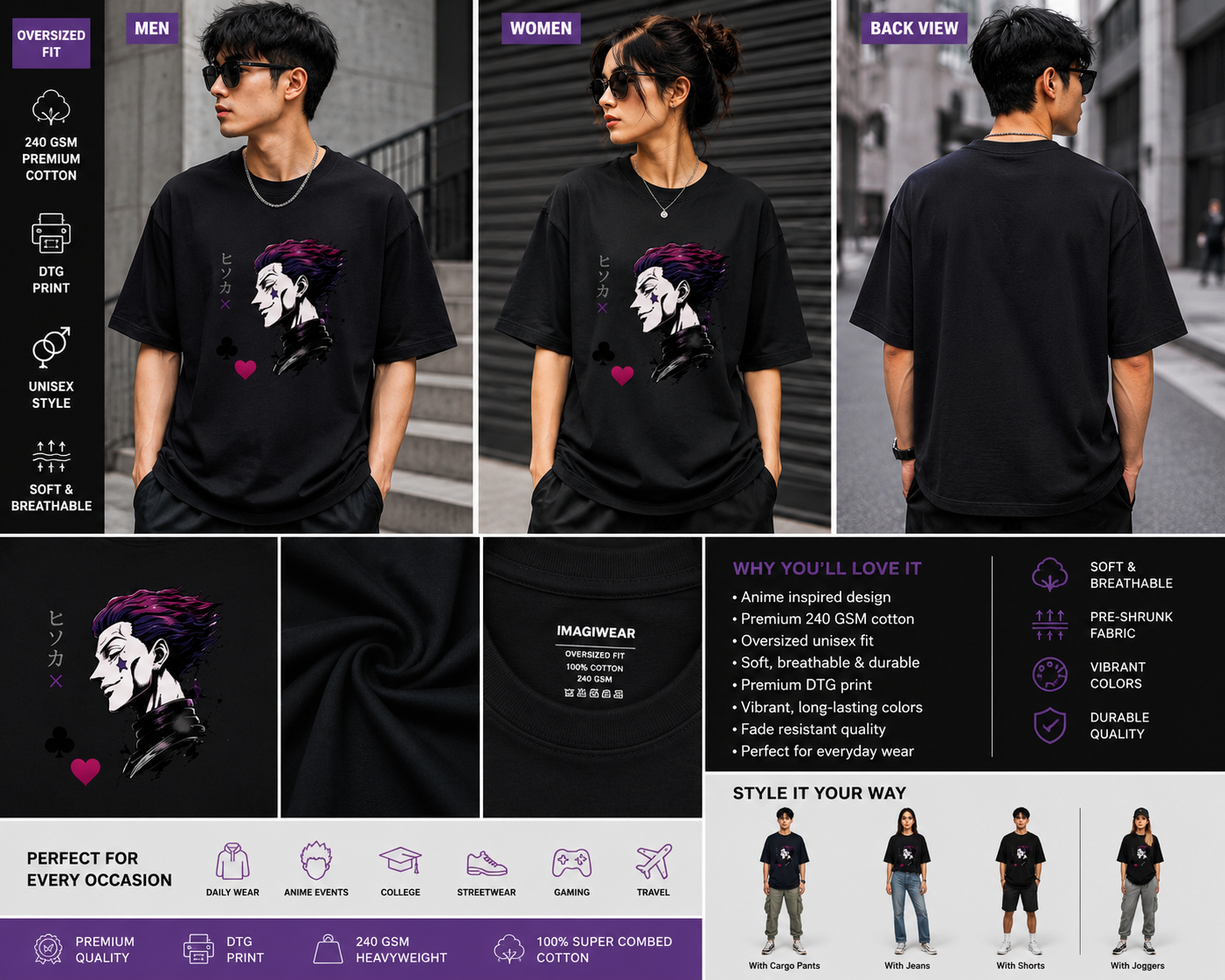 Phantom Jester Oversized T-Shirt | Anime Inspired Streetwear Graphic Tee