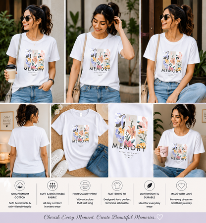 Memory Floral Women's Classic T-Shirt | Elegant Botanical Graphic Tee