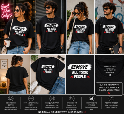 Remove All Toxic People Oversized T-Shirt | Bold Motivational Graphic Unisex Tee