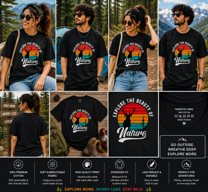 Explore The Beauty of Nature Oversized T-Shirt | Vintage Wildlife Graphic Unisex Tee