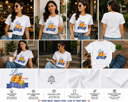 Love at First Bite Women's Classic T-Shirt | Pizza Lover Graphic Tee
