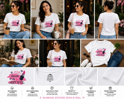Lipstick, Diamonds & Rock 'N' Roll Women's Classic T-Shirt | Glam Rock Graphic Tee
