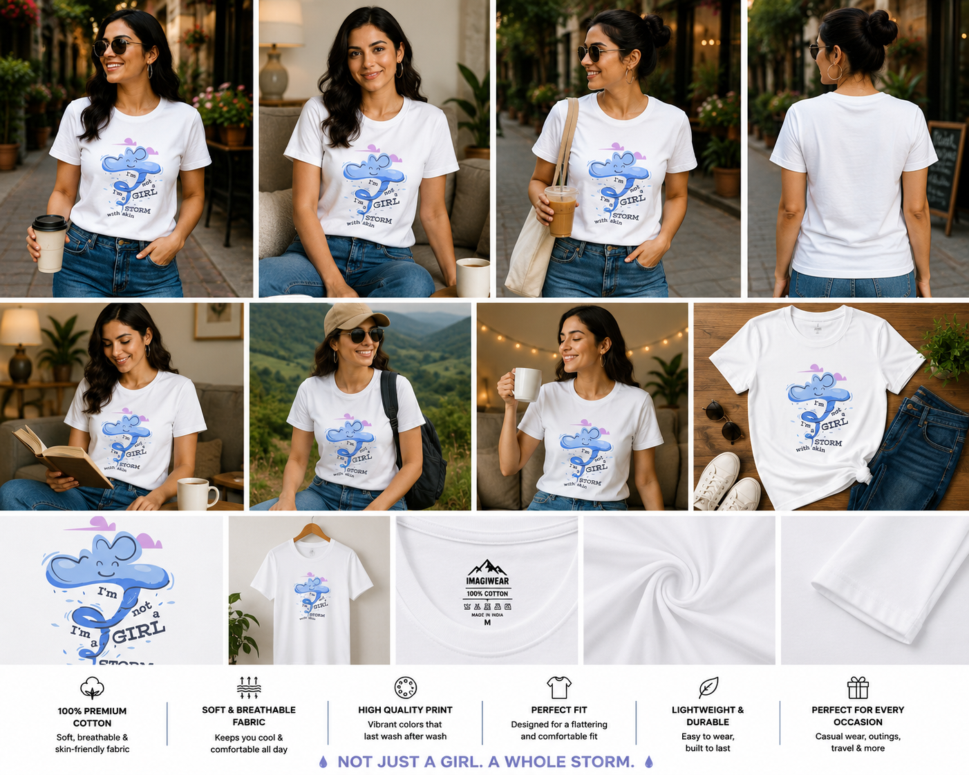I'm Not a Girl, I'm a Storm with Skin Women's Classic T-Shirt | Empowering Graphic Tee