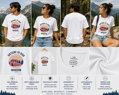 Nature Is Our Best Friend Oversized T-Shirt | Outdoor Adventure Graphic Unisex Tee