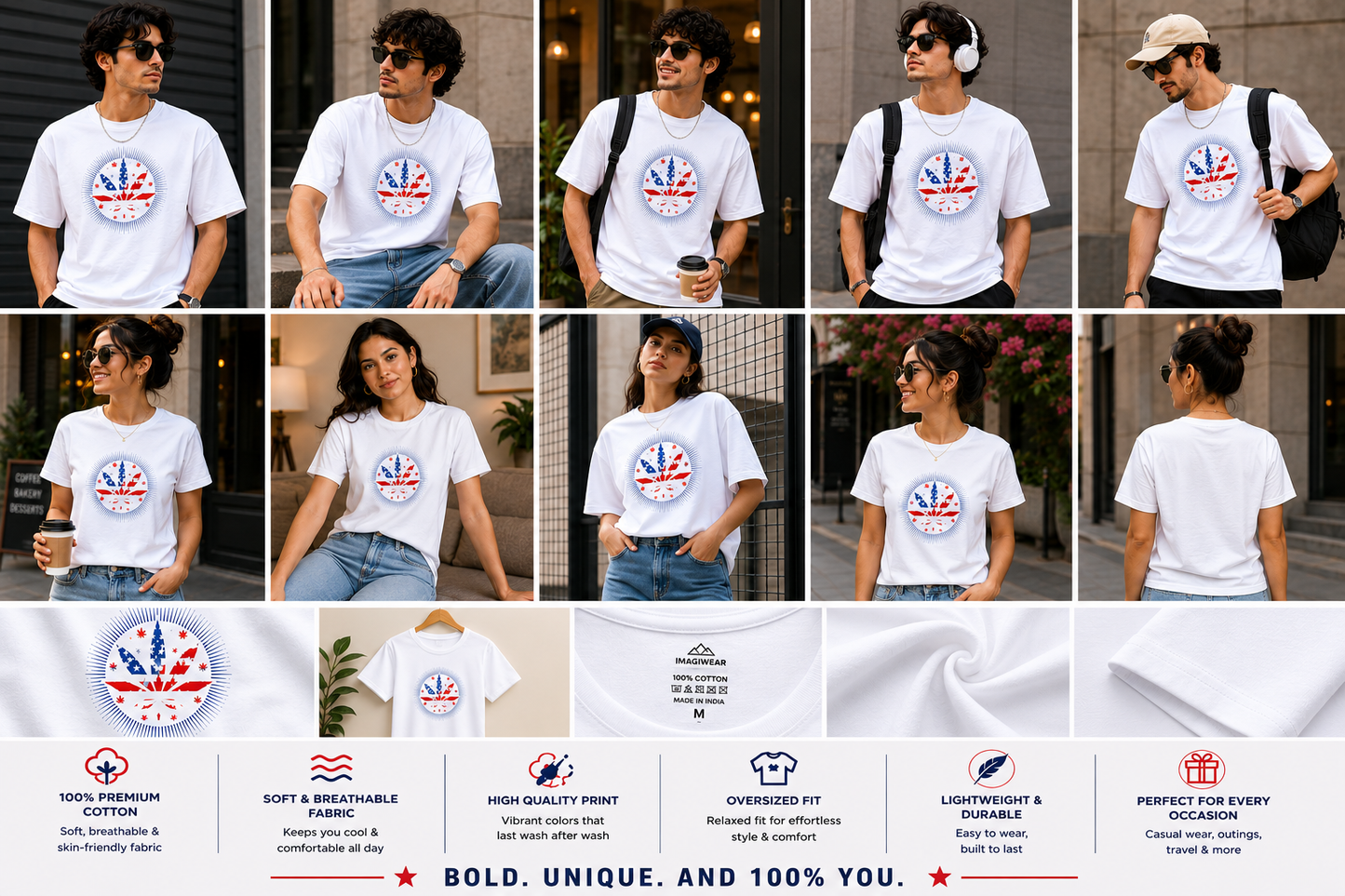 American Leaf Graphic Oversized T-Shirt – Unisex Streetwear Tee