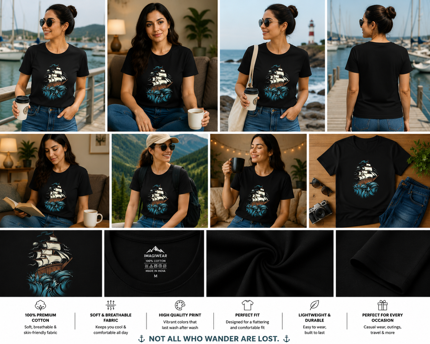 Stormy Seas Sailing Ship Women's Classic T-Shirt | Nautical Ocean Adventure Graphic Tee
