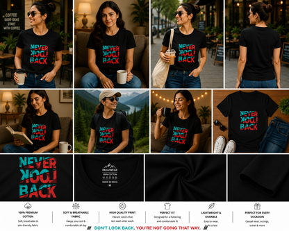 Never Look Back Women's Classic T-Shirt | Motivational Typography Graphic Tee