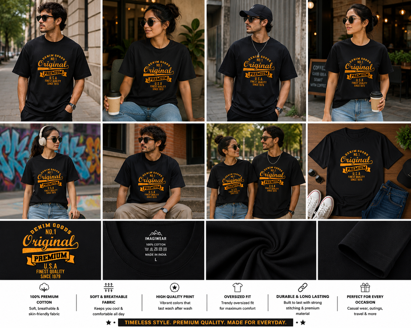 Original Premium Denim Goods Oversized T-Shirt | Vintage Heritage Graphic Unisex Tee