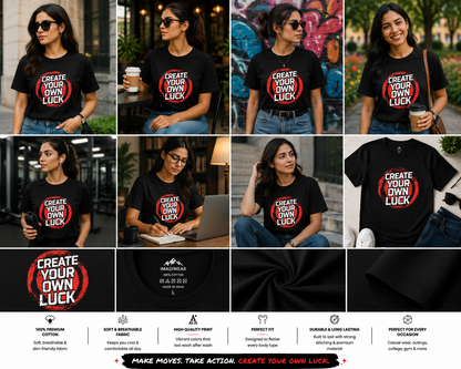 Create Your Own Luck Women's Graphic T-Shirt | Motivational Success Tee