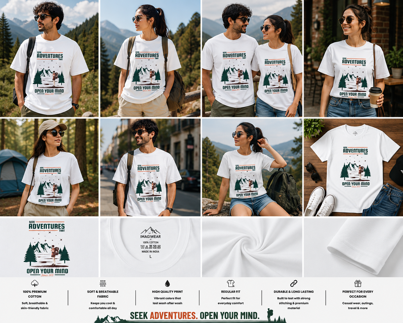 Seek Adventures That Open Your Mind Oversized T-Shirt | Travel Explorer Graphic Unisex Tee
