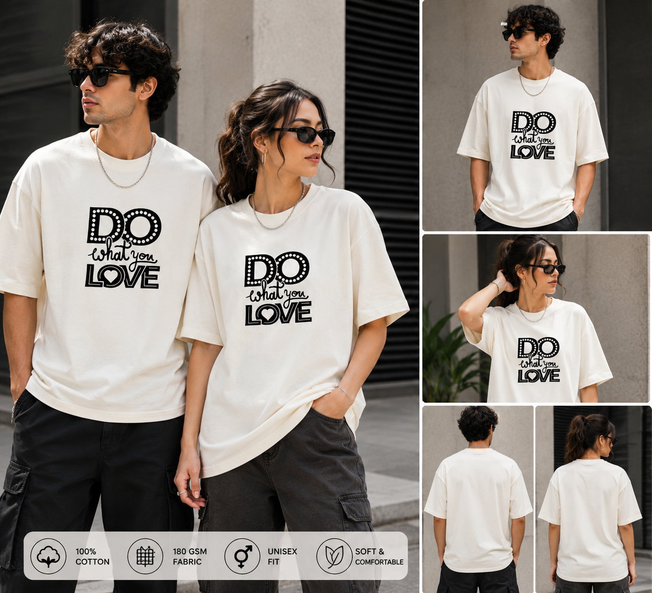 Do What You Love Unisex Oversized T-Shirt – Minimal Motivational Graphic Tee