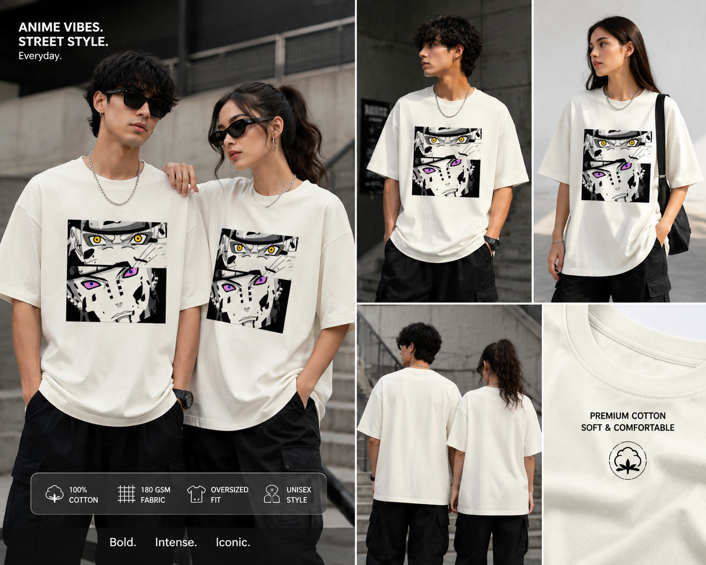 Anime Eyes Oversized Unisex T-Shirt – Manga Inspired Graphic Tee
