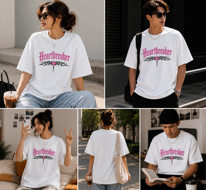 Heartbreaker Oversized T-Shirt – Y2K Gothic Graphic Unisex Tee