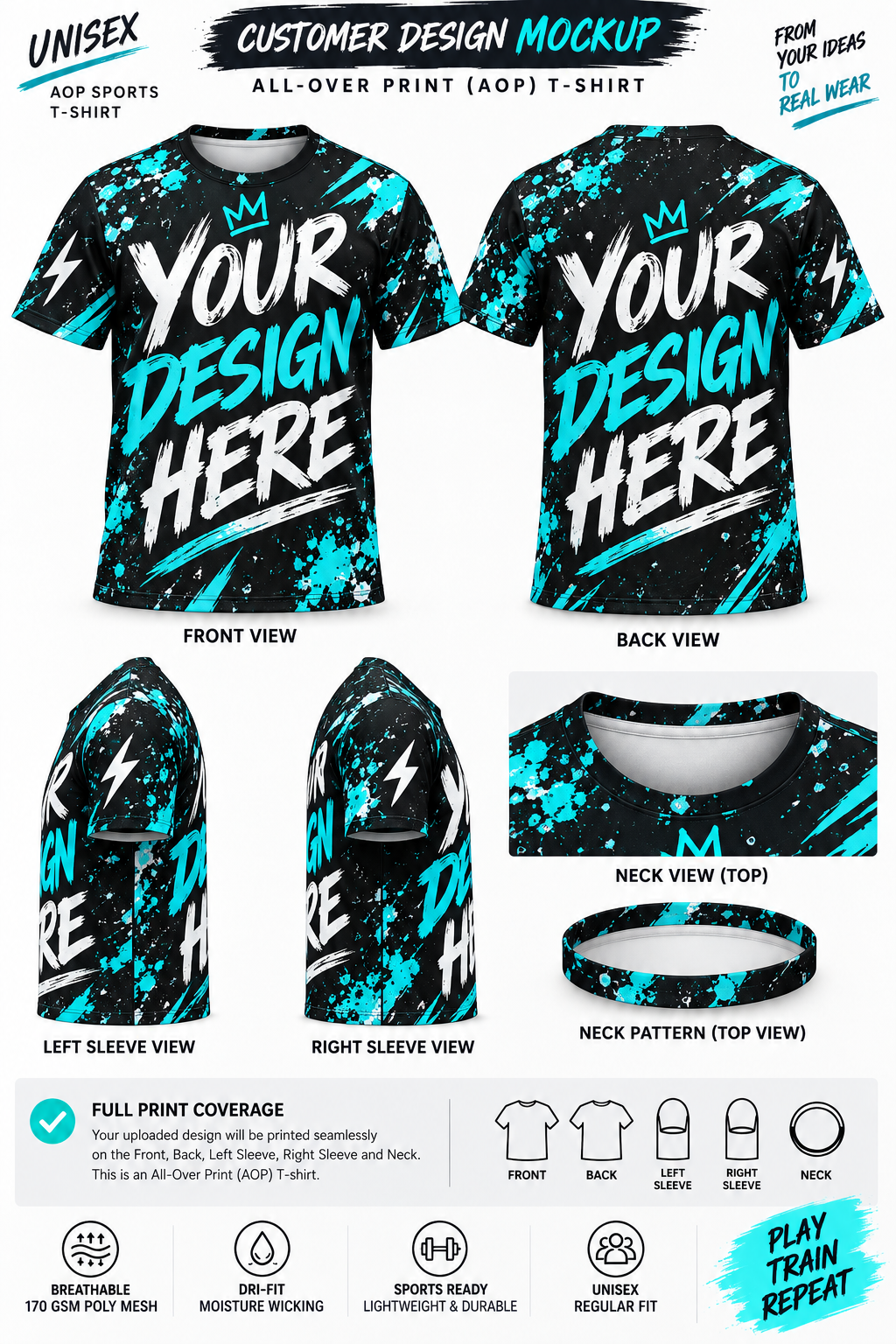 Custom Unisex AOP Sports T-Shirt