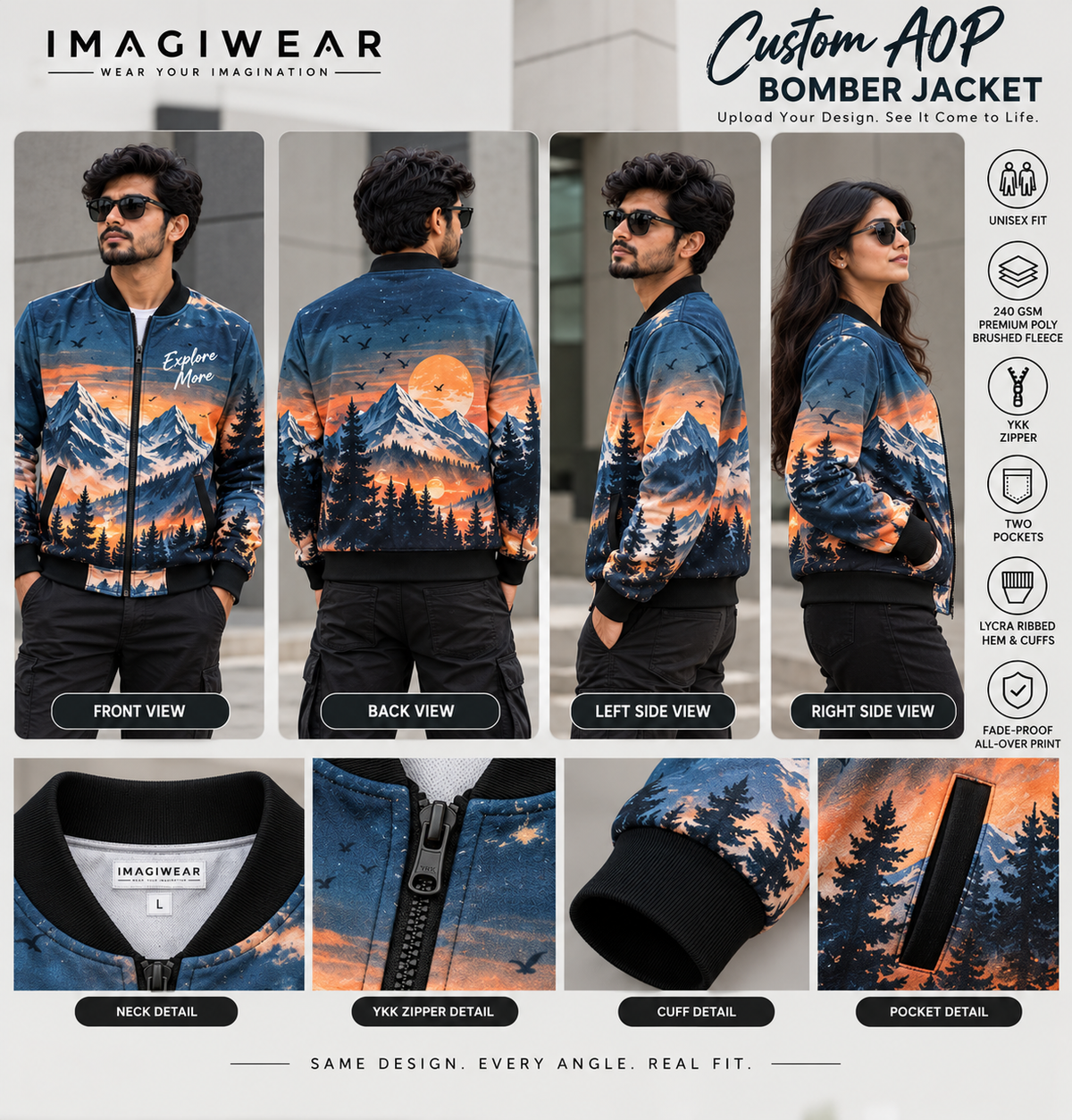 Custom Unisex AOP Bomber Jacket