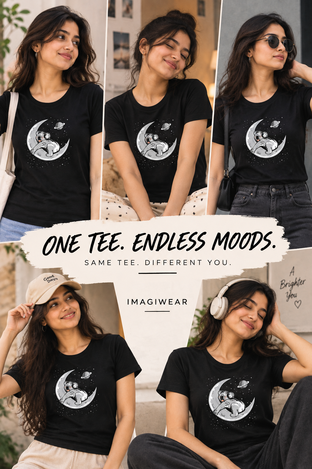 Moonlight Koala | Women’s Regular Fit Cute Graphic T-Shirt