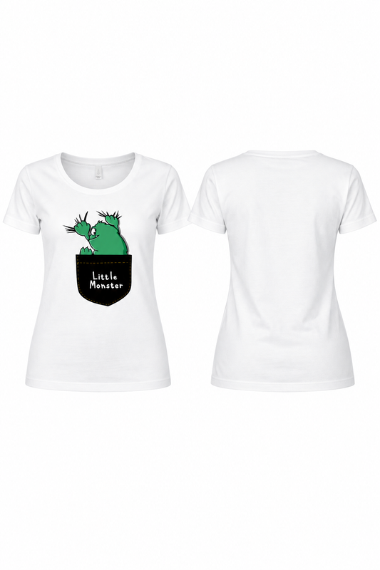 Little Monster Pocket | Women’s Regular Fit Cute Graphic T-Shirt