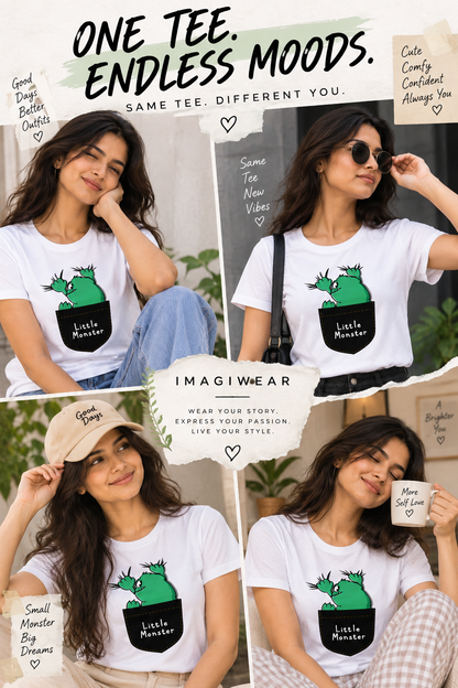 Little Monster Pocket | Women’s Regular Fit Cute Graphic T-Shirt