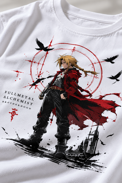 Edward Elric Crimson Coat | Oversized Unisex Fullmetal Alchemist T-Shirt