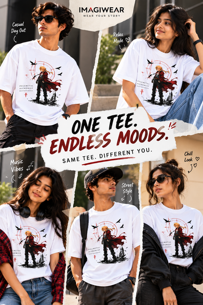 Edward Elric Crimson Coat | Oversized Unisex Fullmetal Alchemist T-Shirt