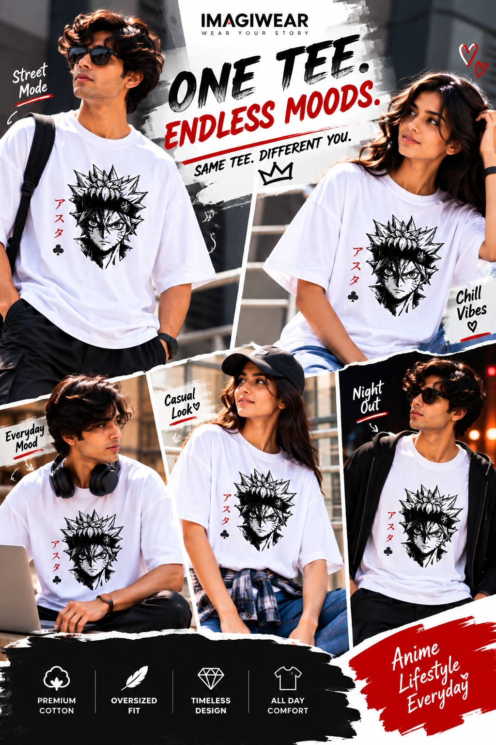Asta Manga Portrait | Oversized Unisex Black Clover T-Shirt