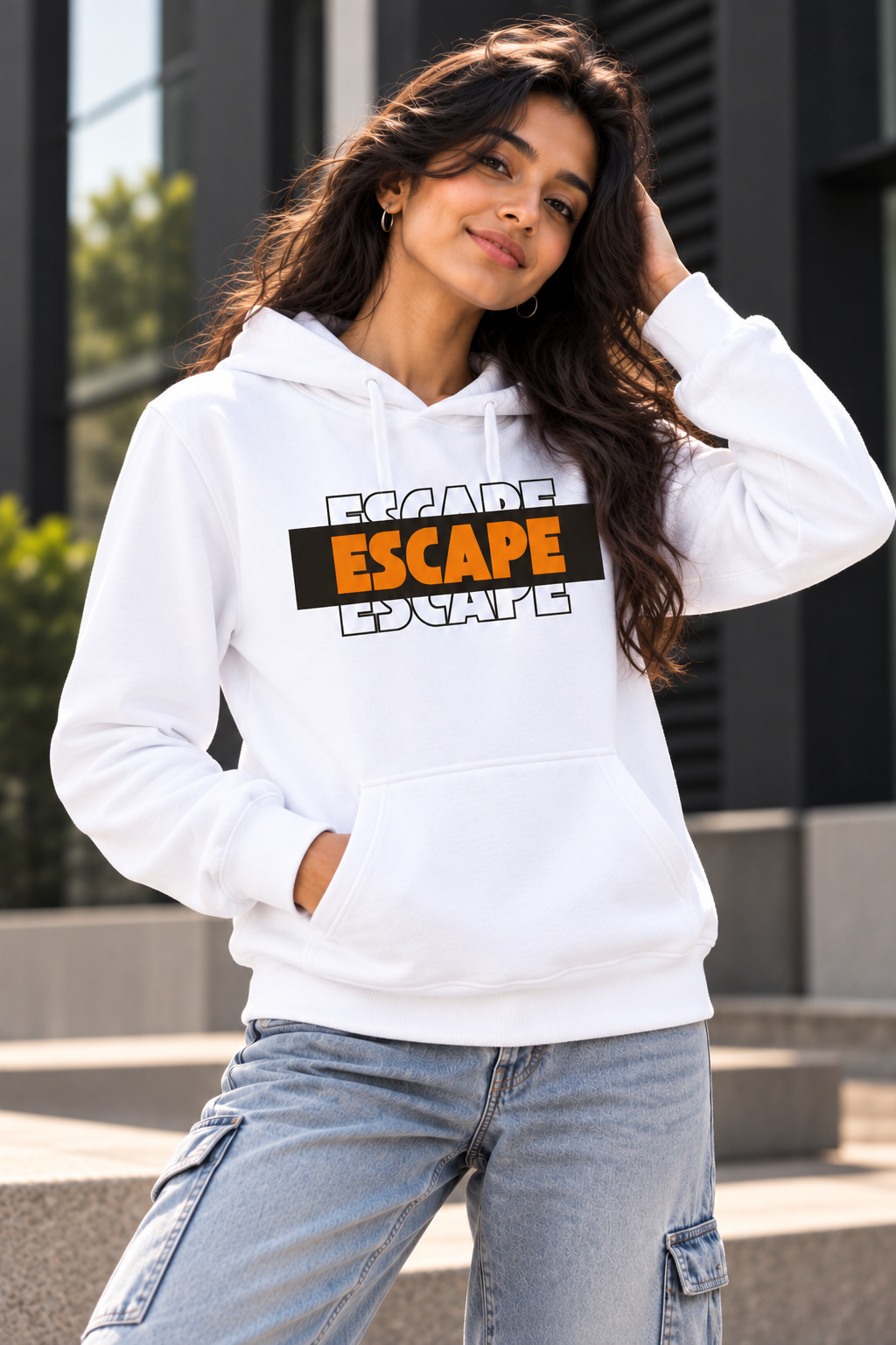 Escape Regular Fit Hoodie | Minimal Typography Streetwear