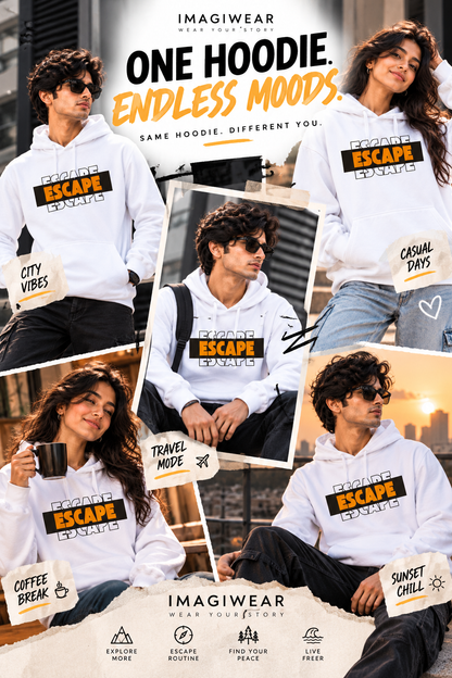 Escape Regular Fit Hoodie | Minimal Typography Streetwear
