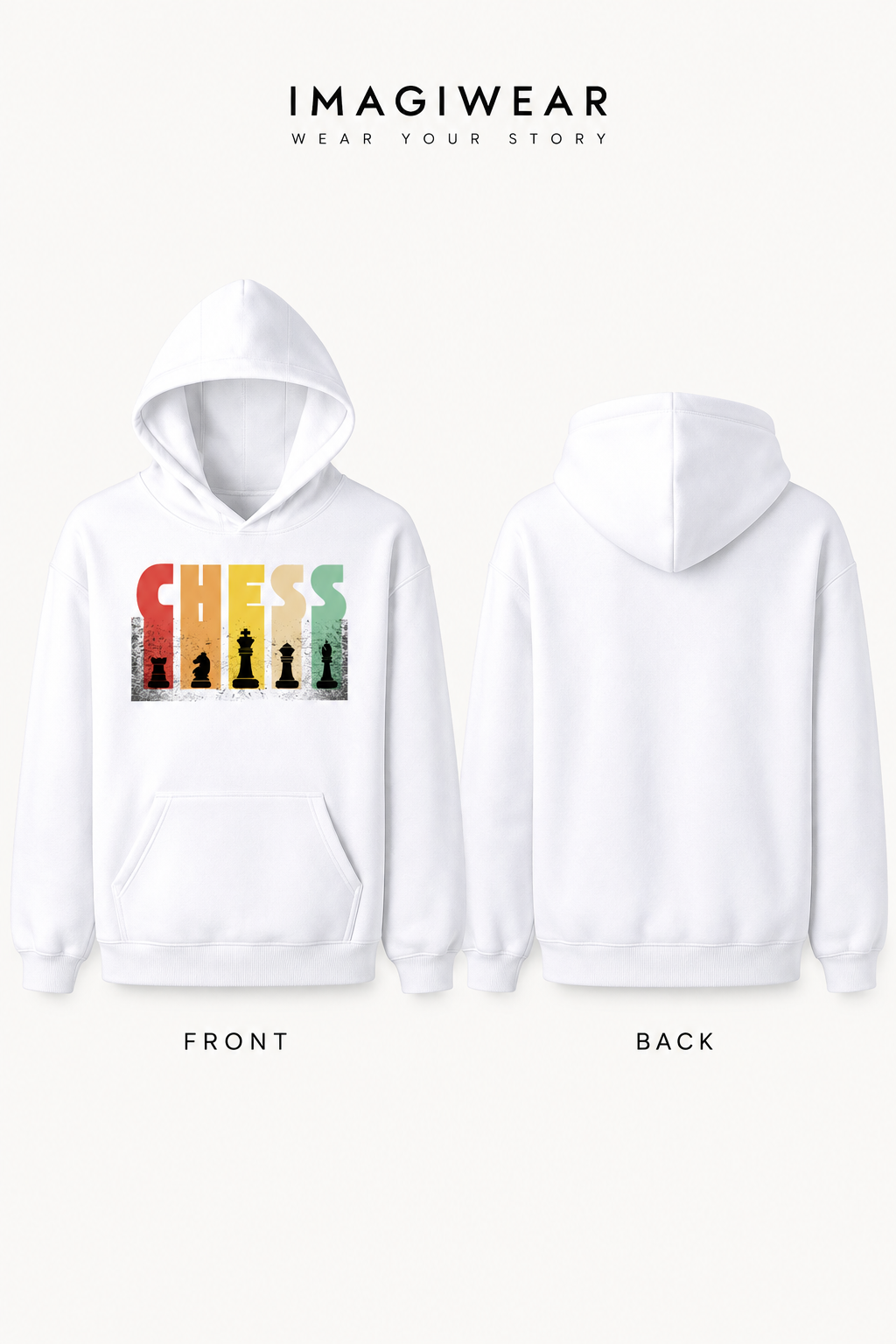 Chess Pieces Typography | Regular Fit Unisex Graphic Hoodie