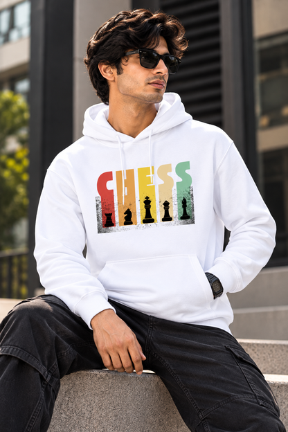 Chess Pieces Typography | Regular Fit Unisex Graphic Hoodie