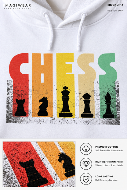 Chess Pieces Typography | Regular Fit Unisex Graphic Hoodie