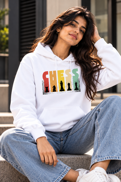 Chess Pieces Typography | Regular Fit Unisex Graphic Hoodie