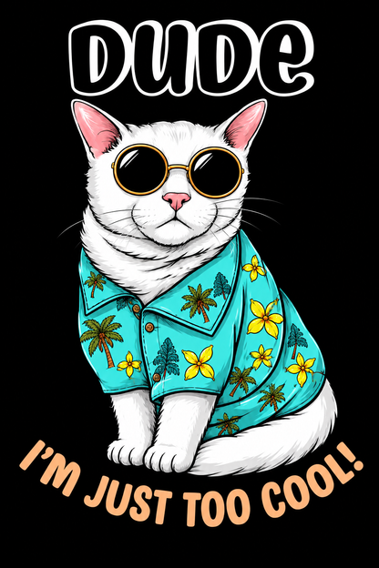 Dude I’m Just Too Cool Cat Graphic T-Shirt | Women’s Regular Fit Tee