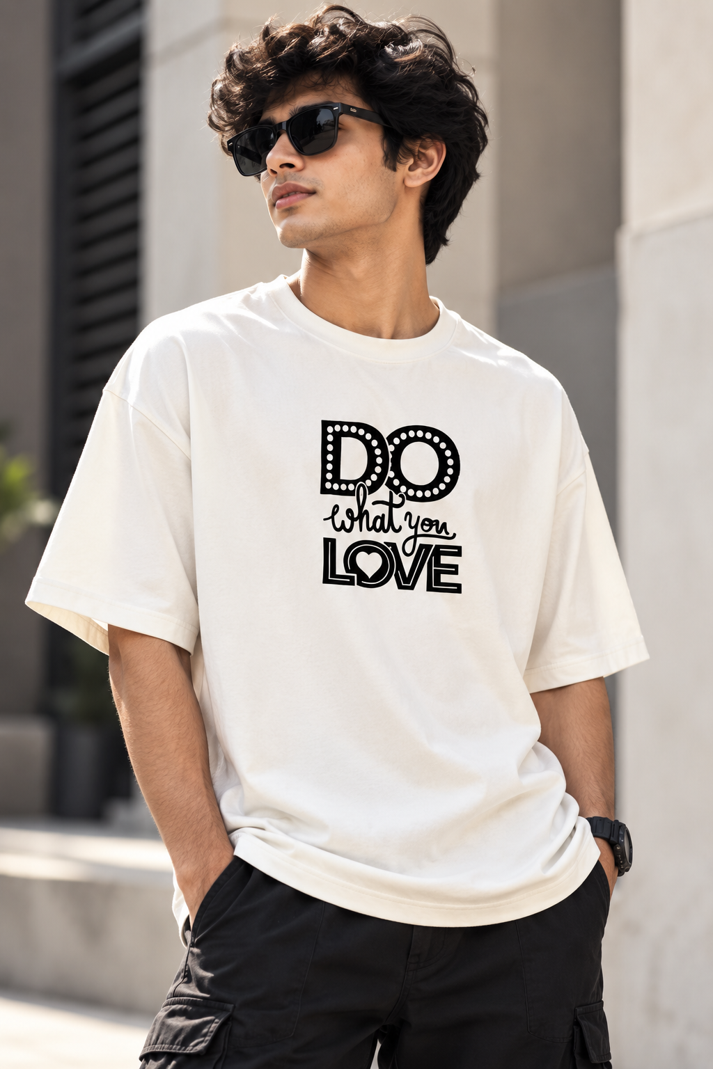 Do What You Love Unisex Oversized T-Shirt – Minimal Motivational Graphic Tee