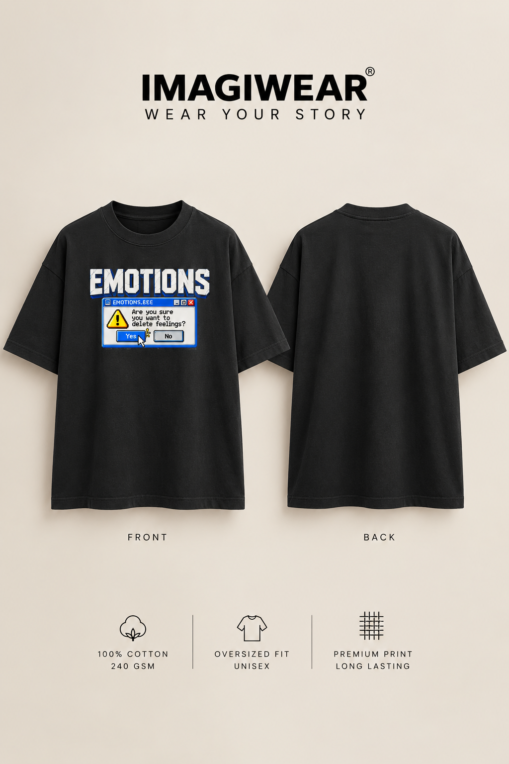 Emotions.exe | Oversized Unisex Y2K Graphic T-Shirt