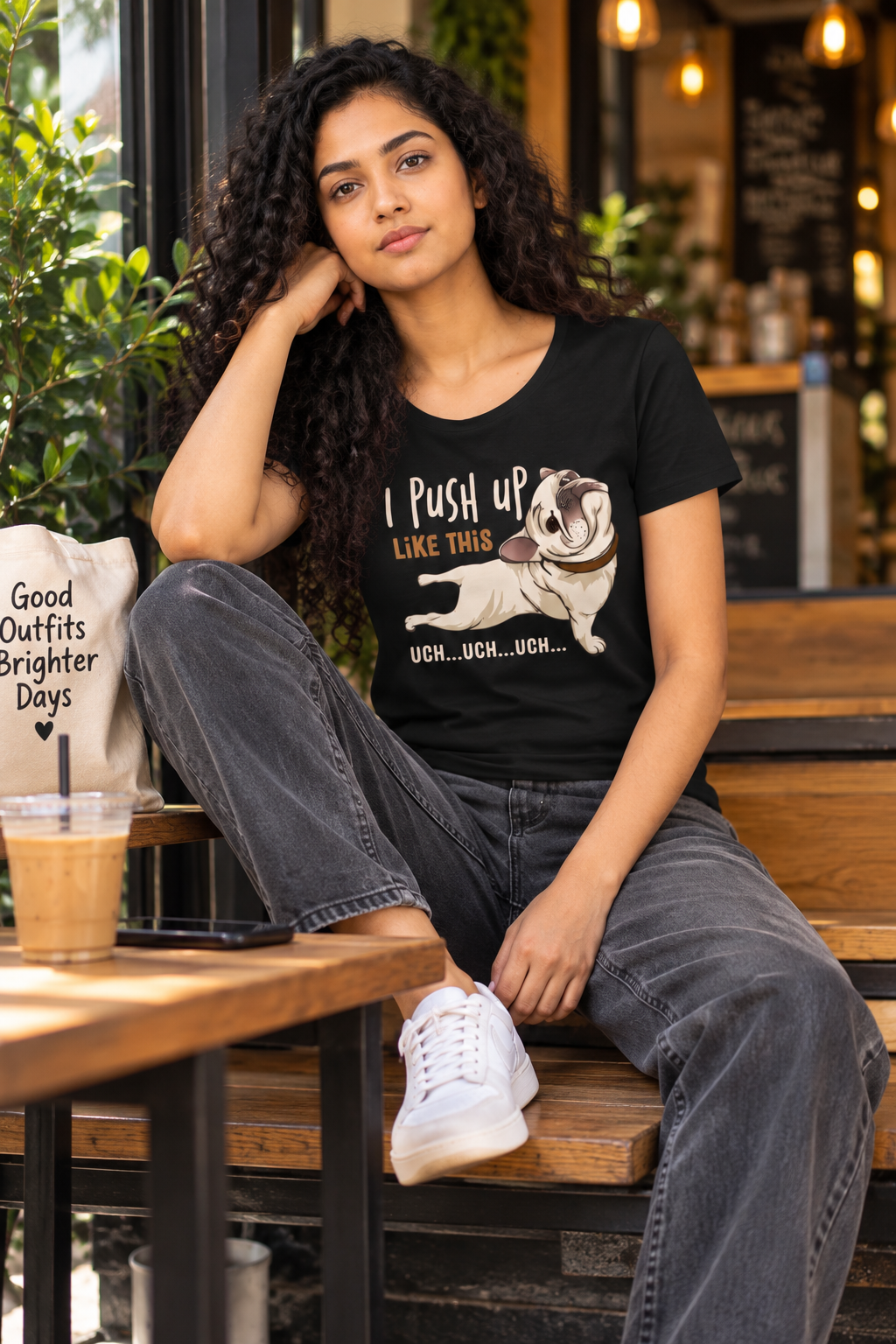 I Push Up Like This | Women’s Regular Fit Funny Pug Graphic T-Shirt