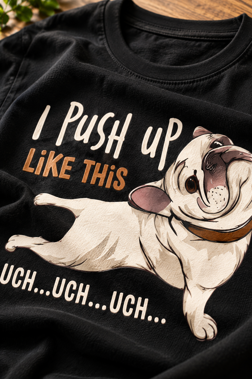 I Push Up Like This | Women’s Regular Fit Funny Pug Graphic T-Shirt