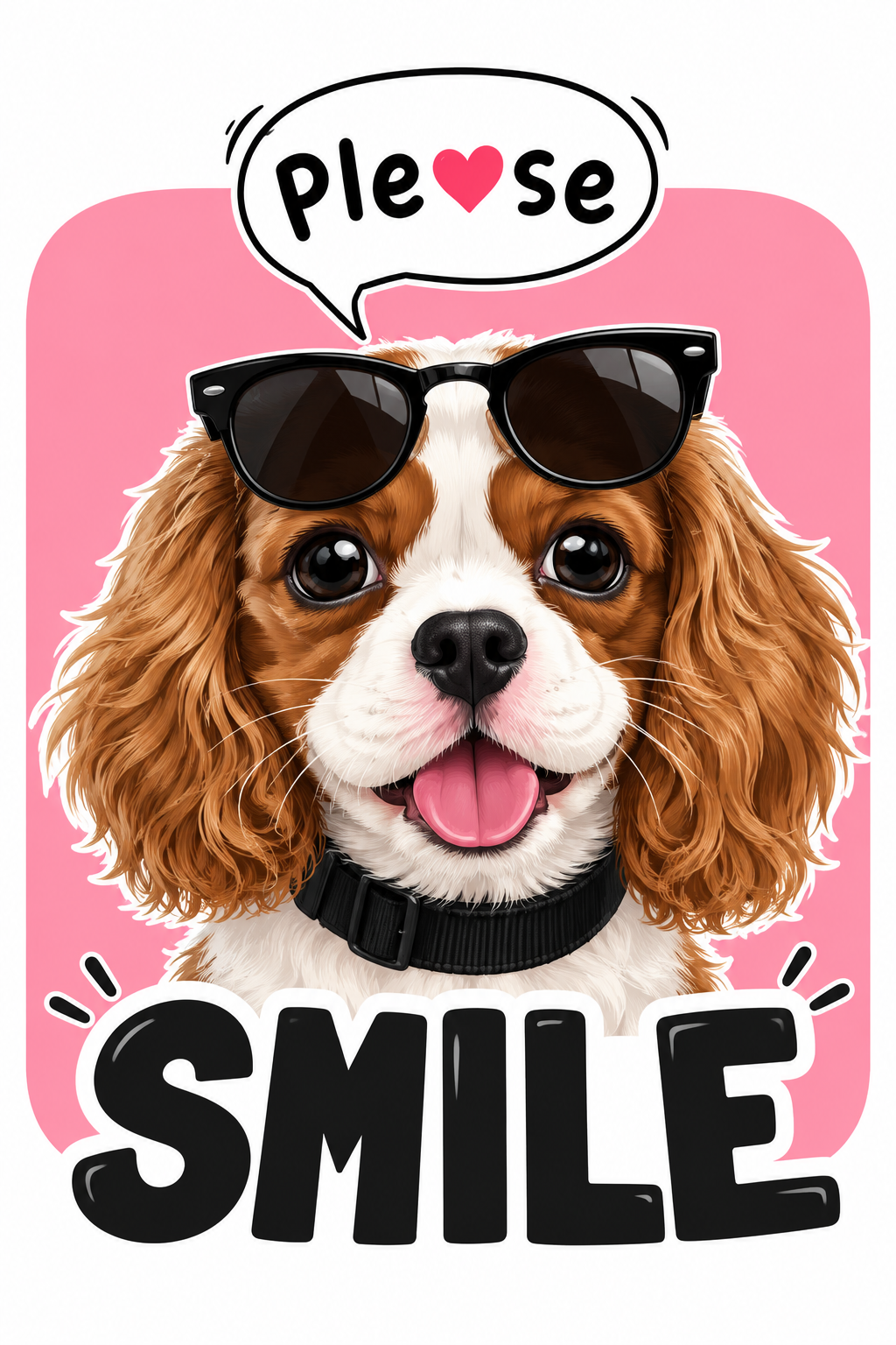 Please Smile Women’s Graphic T-Shirt – Cute Puppy Sunglasses Tee