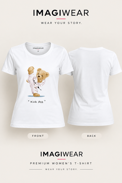 Kick Ass Teddy – Women’s Classic Cotton T-Shirt | Cute Martial Arts Bear Graphic Tee