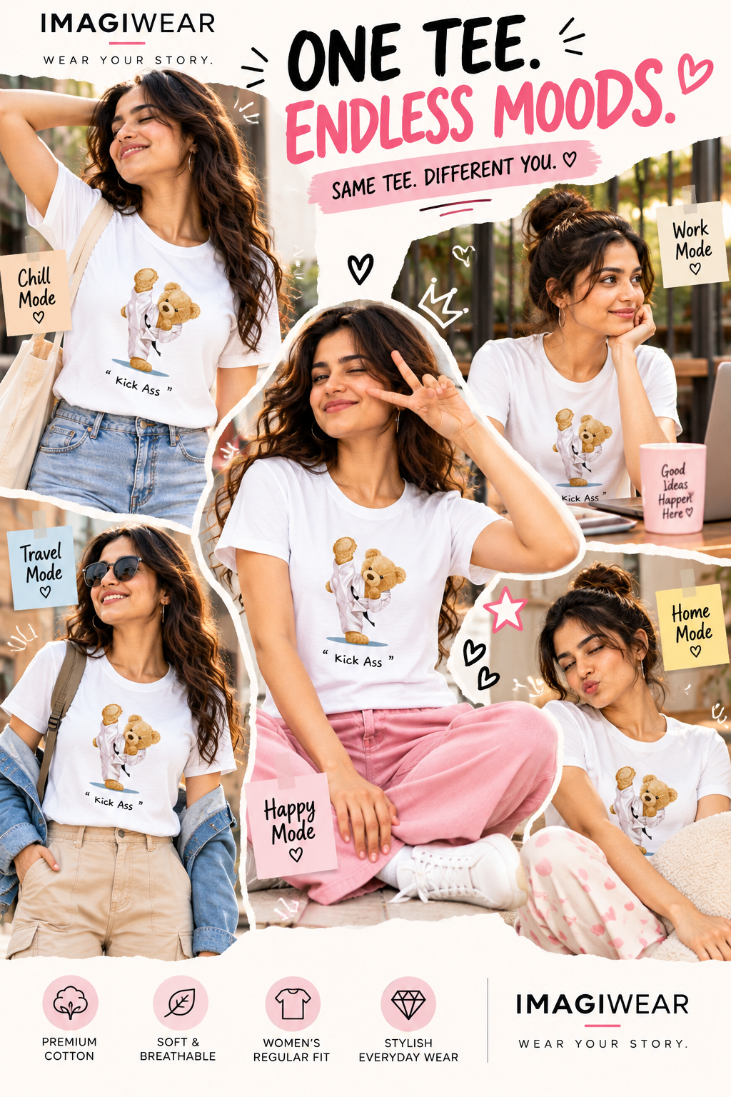 Kick Ass Teddy – Women’s Classic Cotton T-Shirt | Cute Martial Arts Bear Graphic Tee