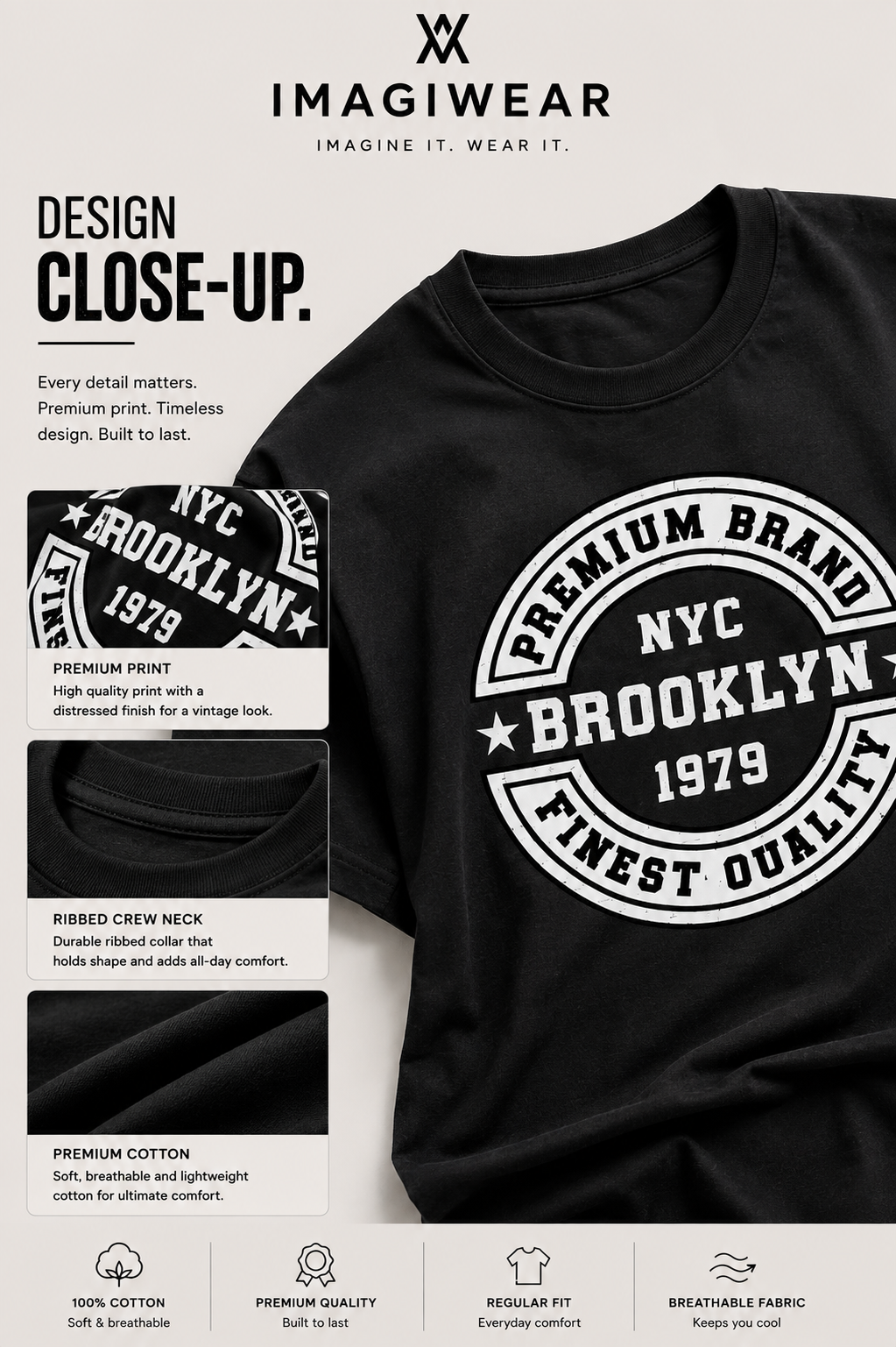 Brooklyn Heritage Graphic T-Shirt | Unisex Regular Fit Tee
