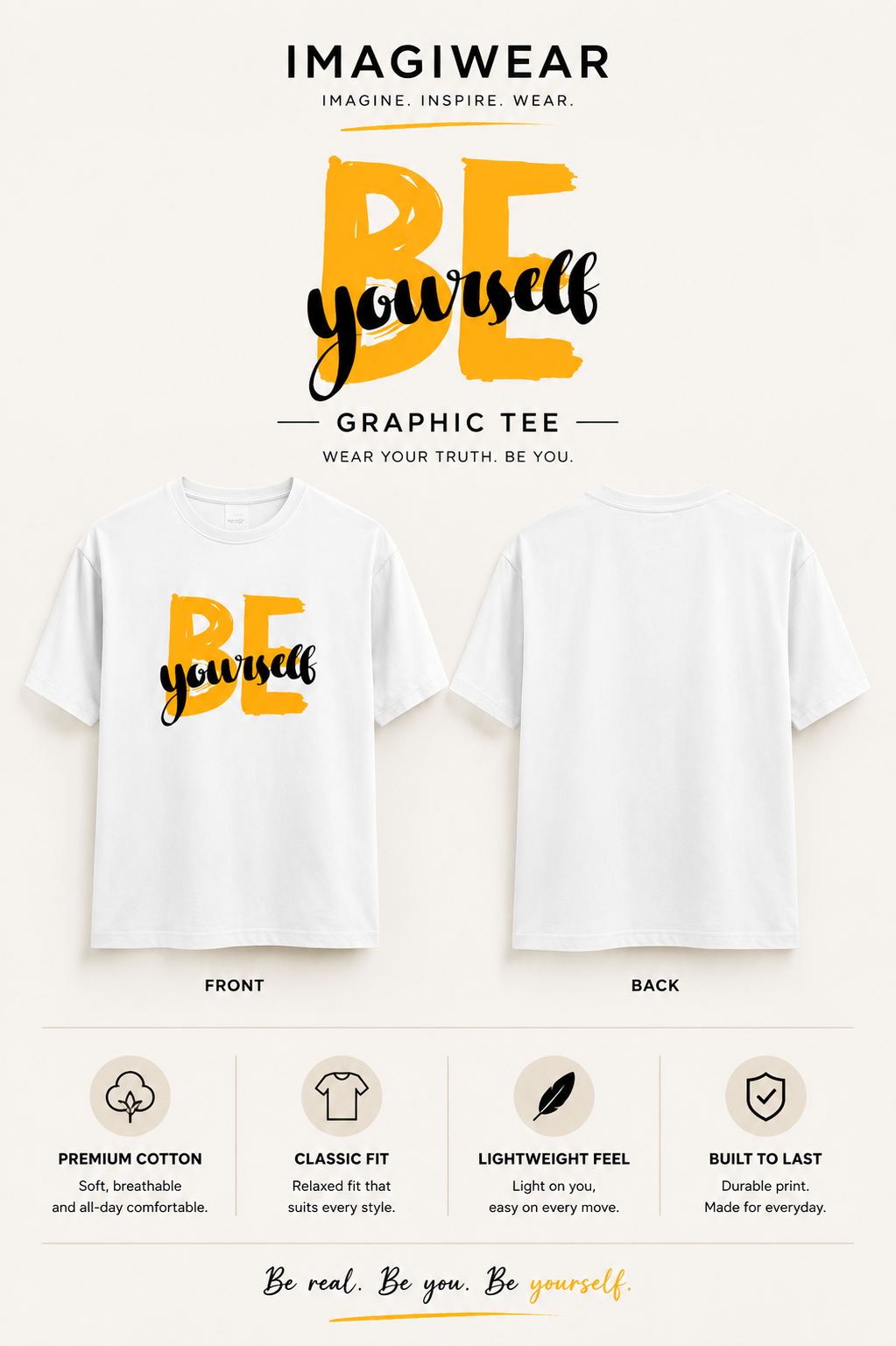 Be Yourself Graphic T-Shirt | Unisex Regular Fit Tee