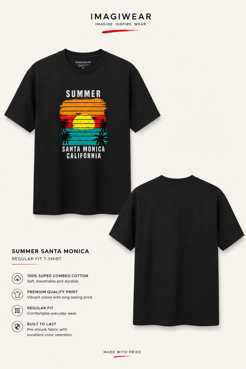Santa Monica Summer Graphic T-Shirt | Unisex Regular Fit Tee