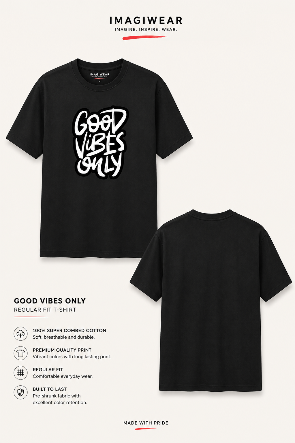 Good Vibes Only Graphic T-Shirt | Unisex Regular Fit Tee