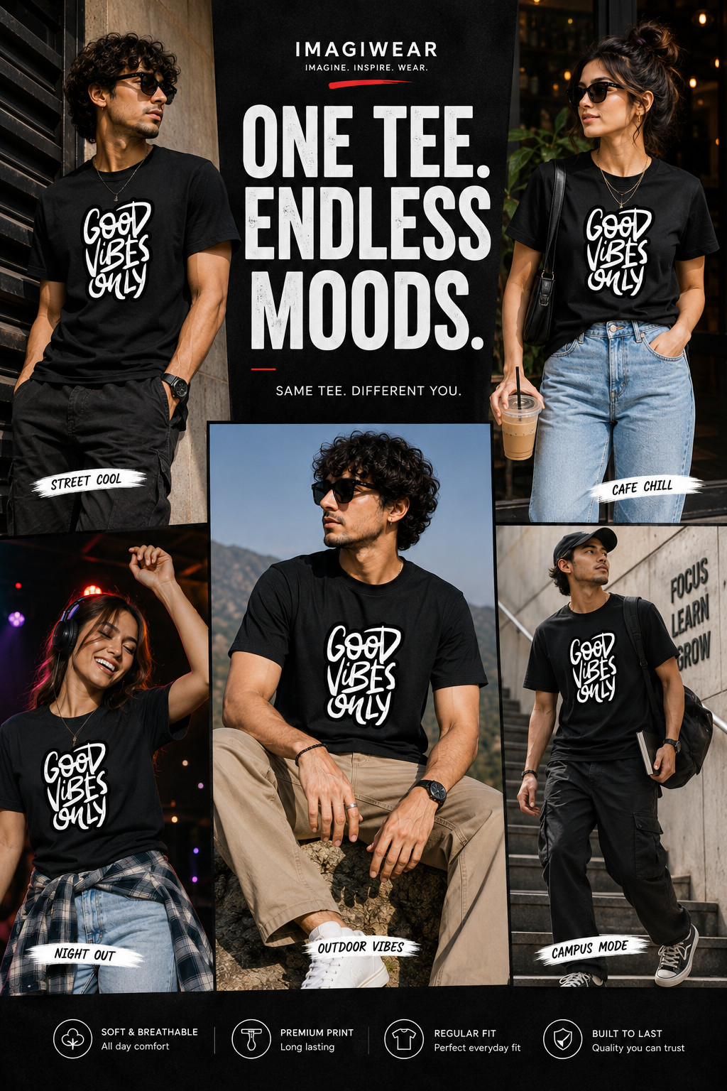 Good Vibes Only Graphic T-Shirt | Unisex Regular Fit Tee