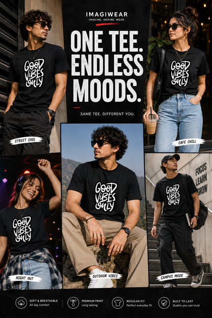Good Vibes Only Graphic T-Shirt | Unisex Regular Fit Tee