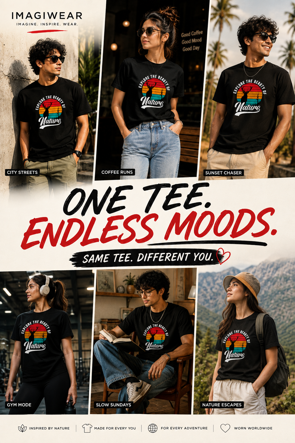 Explore The Beauty of Nature Graphic T-Shirt | Unisex Regular Fit Tee