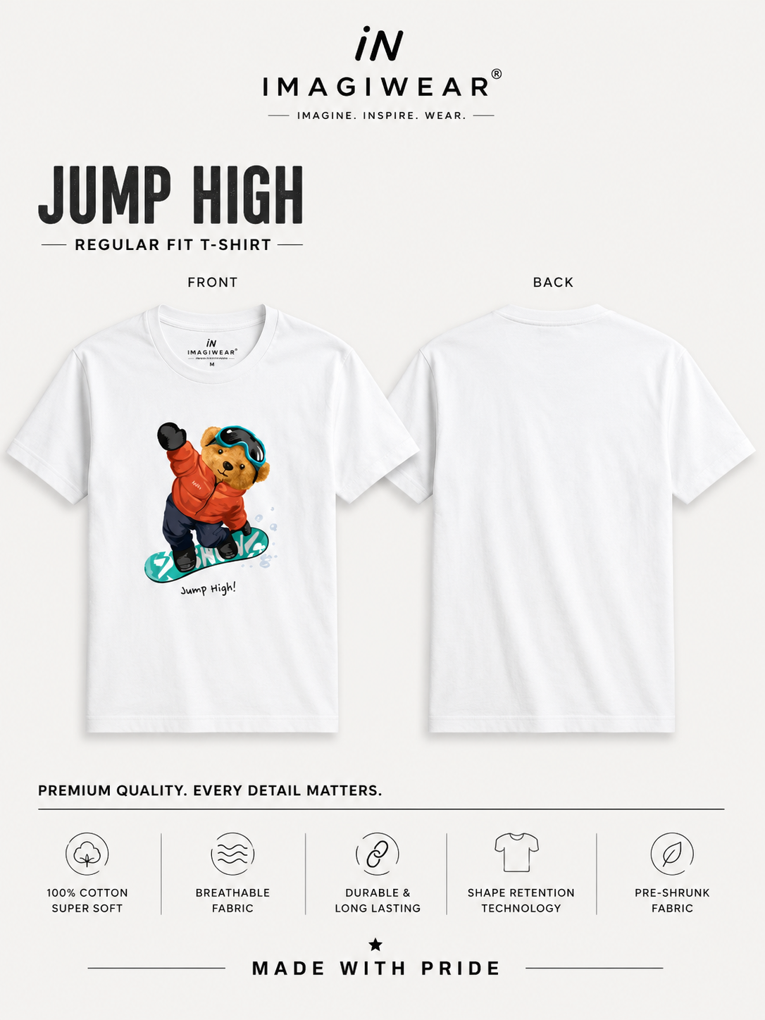 Jump High Bear Graphic T-Shirt | Women's Regular Fit Tee