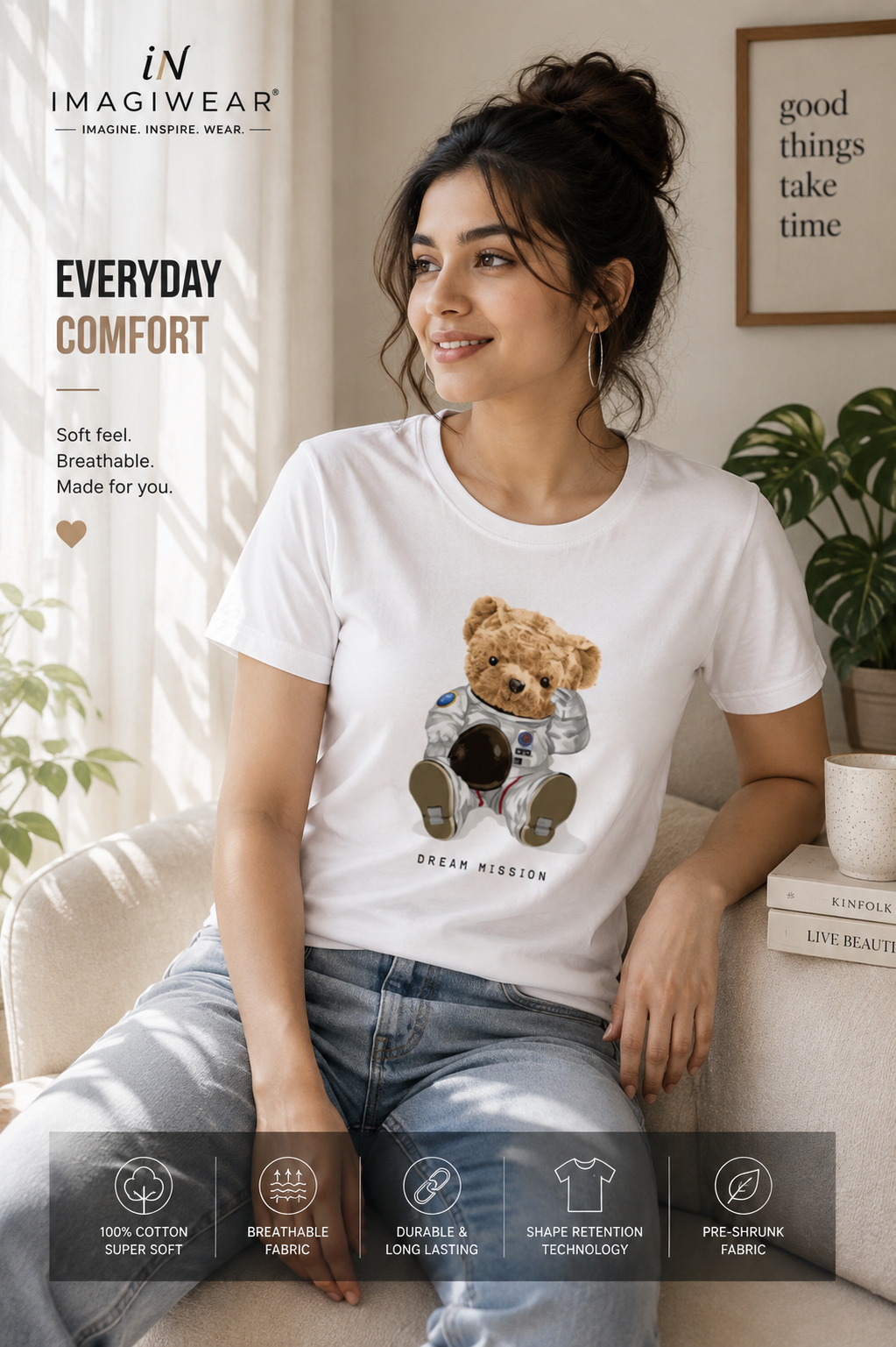 Cosmic Bear Graphic T-Shirt | Women's Regular Fit Tee