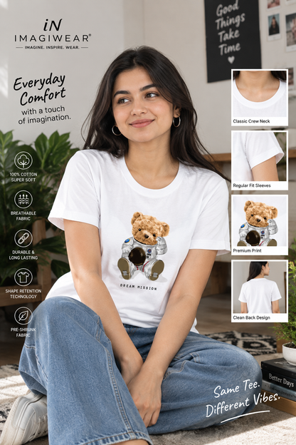 Cosmic Bear Graphic T-Shirt | Women's Regular Fit Tee